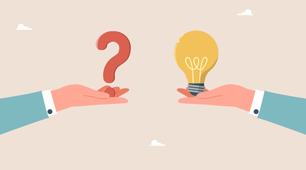 Grafik der illustrerer spørgsmål og svar